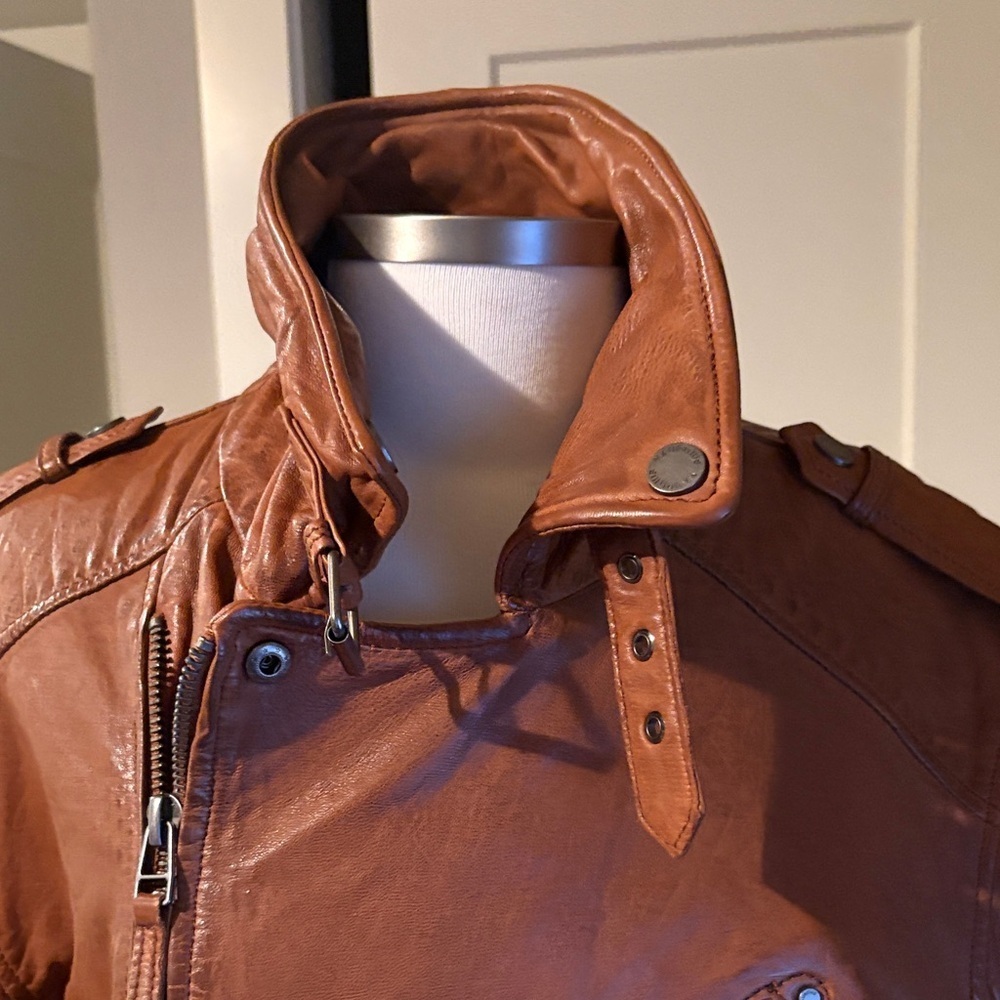 Mauritius men’s Malic cognac leather jacket. Sz XL but runs small. - Picture 2 of 12
